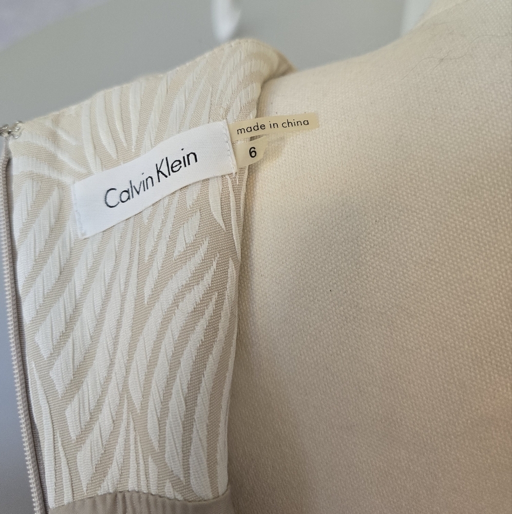 Calvin Klein | Size 6 | Ivory Tan Zebra Print Textured Color Block - Picture 10 of 15